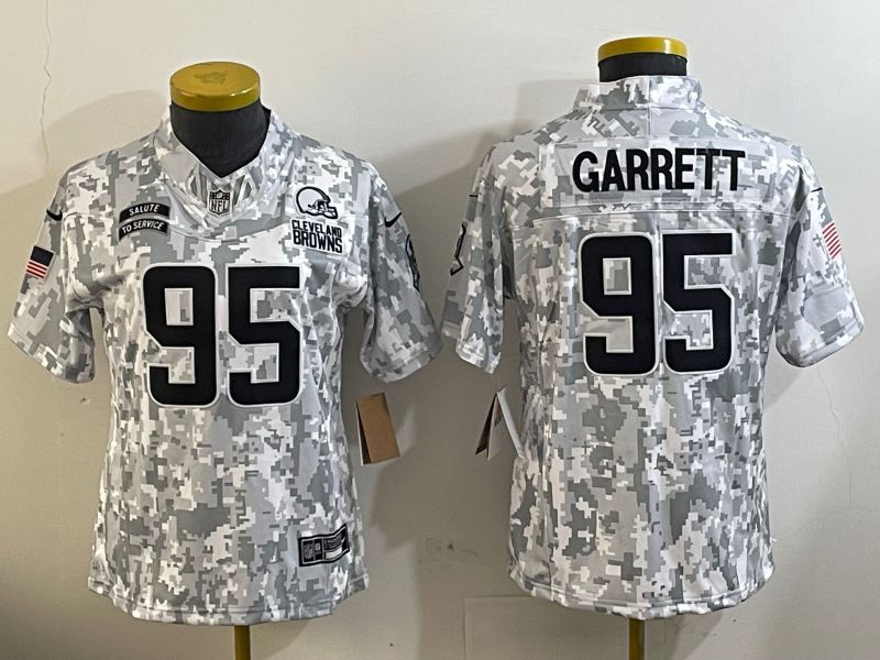 Youth Cleveland Browns #95 Garrett Nike Arctic Camo 2024 Salute to Service Limited NFL Jersey